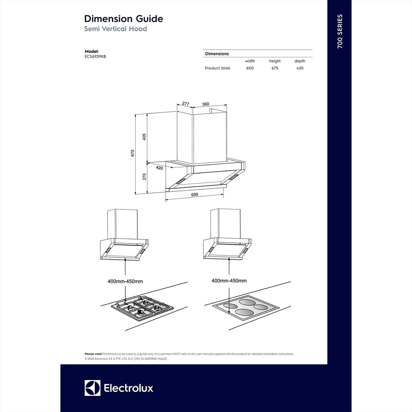 Buy Electrolux 700 Series 60cm 730m3/hr Ducted Auto Clean Wall